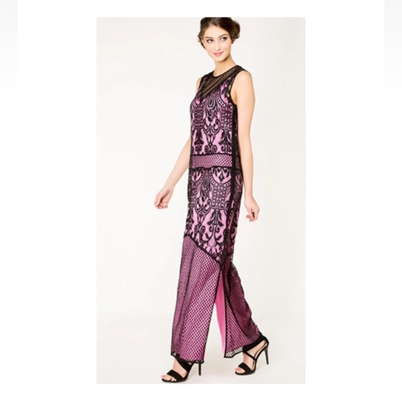 Juicy Couture Pink Pitch Black Victorian Lace Maxi Dress Sz 2 - NWT - Ret. $398 - Picture 3 of 11